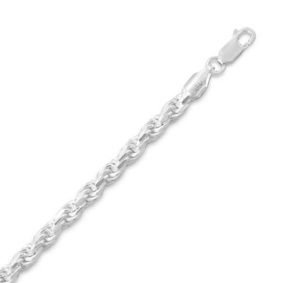 Sterling Silver Diamond Cut Rope Chain (4.4mm) 30"